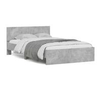 Bed Frame with Headboard and LED Concrete Grey 135x190 cm Double