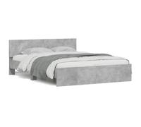 Bed Frame with Headboard and LED Concrete Grey 150x200 cm King Size