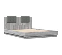Bed Frame with Headboard and LED Lights Grey Sonoma 120x200 cm vidaXL