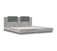 Bed Frame with Headboard and LED Lights Grey Sonoma 160x200 cm vidaXL