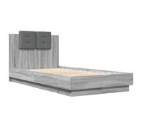 Bed Frame with Headboard and LED Lights Grey Sonoma Small Single vidaXL