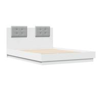 Bed Frame with Headboard and LED Lights Home Base White 140x190 cm vidaXL