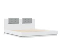 Bed Frame with Headboard and LED Lights Home Base White 200x200 cm vidaXL