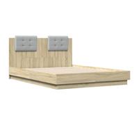Bed Frame with Headboard and LED Lights Sonoma Oak 135x190 cm Double vidaXL