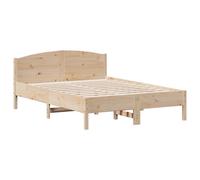 Bed Frame with Headboard Base 135x190 cm Double Solid Wood Pine vidaXL