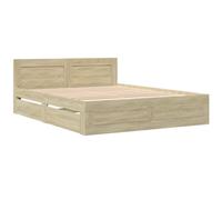 Bed Frame with Headboard Base Sonoma Oak King Size Engineered Wood vidaXL