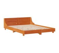 Bed Frame with Headboard Base Wax Brown 140x200 cm Solid Wood Pine vidaXL