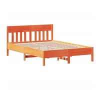 Bed Frame with Headboard Base Wax Brown 160x200 cm Solid Wood Pine vidaXL