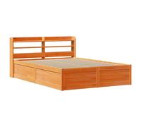 Bed Frame with Headboard Base Wax Brown 160x200 cm Solid Wood Pine vidaXL