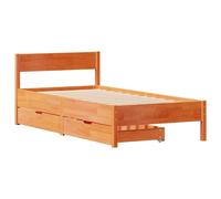 Bed Frame with Headboard Base Wax Brown 90x200 cm Solid Wood Pine vidaXL