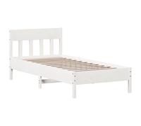 Bed Frame with Headboard Base White 100x200 cm Solid Wood Pine vidaXL