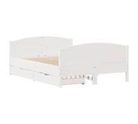 Bed Frame with Headboard Base White 120x200 cm Solid Wood Pine vidaXL