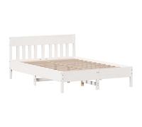 Bed Frame with Headboard Base White 120x200 cm Solid Wood Pine vidaXL