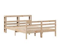 Bed Frame with Headboard Bed Base Mattress Foundation Solid Wood Pine vidaXL