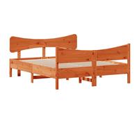 vidaXL Bed Frame with Headboard Bed Base Wax Brown 140x190 cm Solid Wood Pine