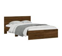 (smoked oak, 135 x 190 cm) vidaXL Bed Frame with Headboard Bedroom Bed Base Mattress Foundation Bedstead