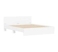 (white, 140 x 200 cm) vidaXL Bed Frame with Headboard Bedroom Bed Base Mattress Foundation Bedstead
