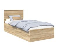 Bed Frame with Headboard Engineered Wood Modern Slatted Base Sleep vidaXL