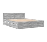 Bed Frame with Headboard Grey Sonoma 160x200 cm Engineered Wood vidaXL