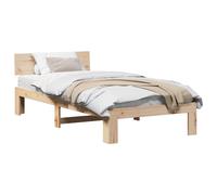 Bed Frame with Headboard Natural 90 x 200 cm Solid Pine Wood