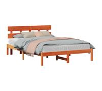 vidaXL Bed Frame with Headboard White 160 x 200 cm Solid Pine wood, White