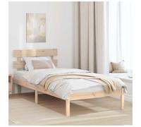 Bed Frame with Headboard Solid Pine Wood Brown Small Single 90x190cm Modern Chic