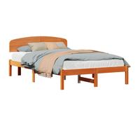 vidaXL Bed Frame with Headboard Wax Brown 140 x 190 cm Solid Pine Wood, Brown