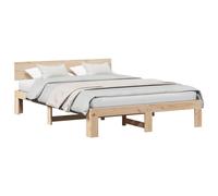Bed Frame with Headboard Solid Pine Wood Modern Contemporary Bedroom vidaXL
