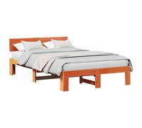 vidaXL Bed Frame with Headboard Wax Brown 140 x 190 cm Solid Pine Wood, Brown