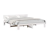 Bed Frame Brown Solid Pine Wood 180x200 cm Modern Minimalist Headboard Sturdy UK