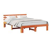 vidaXL Bed Frame with Headboard Wax Brown 160 x 200 cm Solid Pine Wood, Brown