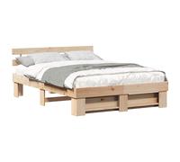 Bed Frame with Headboard Solid Pine Wood Modern Platform Luxury Sturdy vidaXL