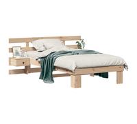 Bed Frame with Headboard Solid Pine Wood Platform Sleeping Elegant vidaXL