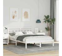 Bed Frame with Headboard Solid Pine Wood White 205.5x80.5x80.5 cm Matte Finishes [EEK: D]