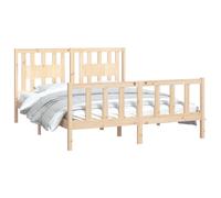Bed Frame with Headboard Solid Wood Pine Bed Base Mattress Foundation vidaXL