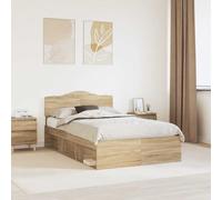 Bed Frame with Headboard Sonoma 120 x 200 cm Solid Pine Wood