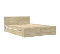 Bed Frame with Headboard Sonoma Oak 135x190 cm Engineered Wood vidaXL