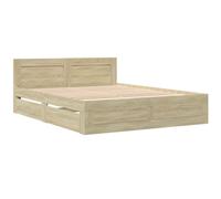 Bed Frame with Headboard Sonoma Oak 160x200 cm Engineered Wood vidaXL