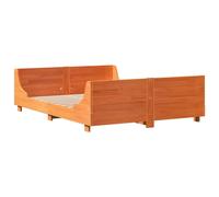 Bed Frame with Headboard Wax Brown 135x190 cm Double Solid Wood Pine vidaXL