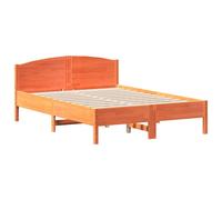 Bed Frame with Headboard Wax Brown 135x190 cm Double Solid Wood Pine vidaXL