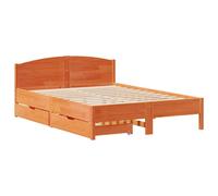 Bed Frame with Headboard Wax Brown 150x200 cm King Size Solid Wood Pine vidaXL