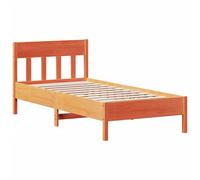Bed Frame with Headboard Wax Brown 90x190 cm Single Solid Wood Pine vidaXL
