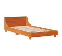 Bed Frame with Headboard Wax Brown 90x190 cm Single Solid Wood Pine vidaXL