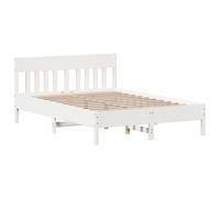 Bed Frame with Headboard White 120x190 cm Small Double Solid Wood Pine vidaXL