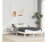 Bed Frame with Headboard White 135 x 190 cm Solid Pine Wood