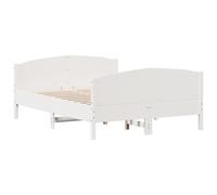 Bed Frame with Headboard White 135x190 cm Double Solid Wood Pine vidaXL