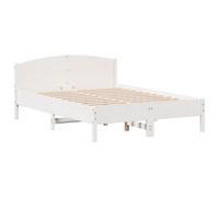 Bed Frame with Headboard White 135x190 cm Double Solid Wood Pine vidaXL
