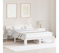 Bed Frame with Headboard White 150x200 cm Solid Pine Wood Berkfield Home White One Size
