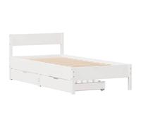 Bed Frame with Headboard White 75x190 cm Small Single Solid Wood Pine vidaXL