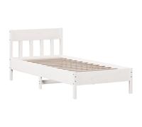 Bed Frame with Headboard White 75x190 cm Small Single Solid Wood Pine vidaXL